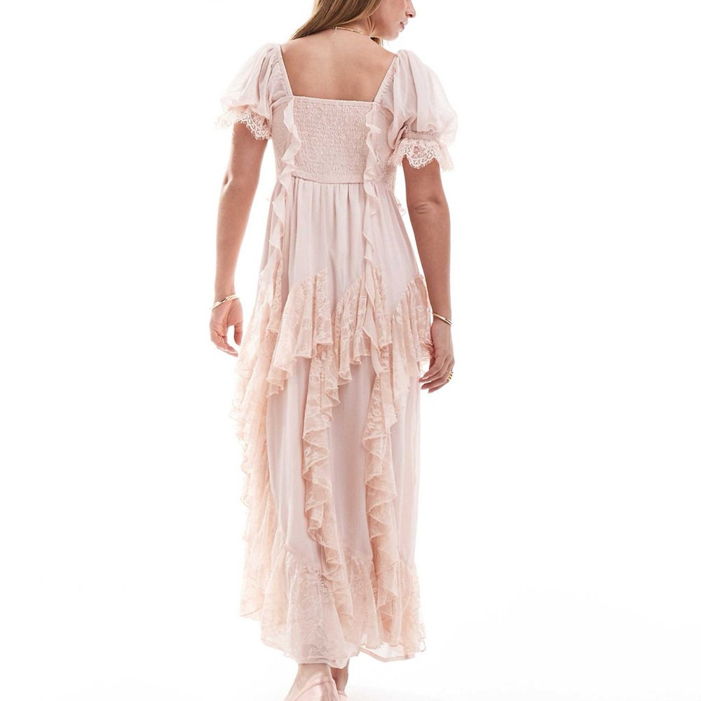 Miss Selfridge Lace Ruffle Maxi Dress In Pink View 2